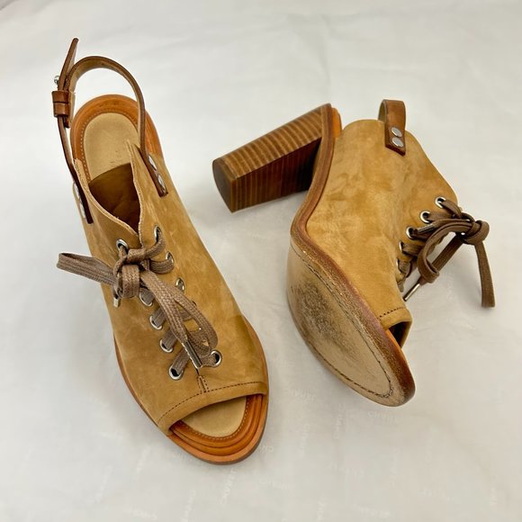 Rag & Bone Trafford Suede Peep-Toe 4" Heels Booties Sz 37.5 or US 7          - 1 - Picture 3 of 11